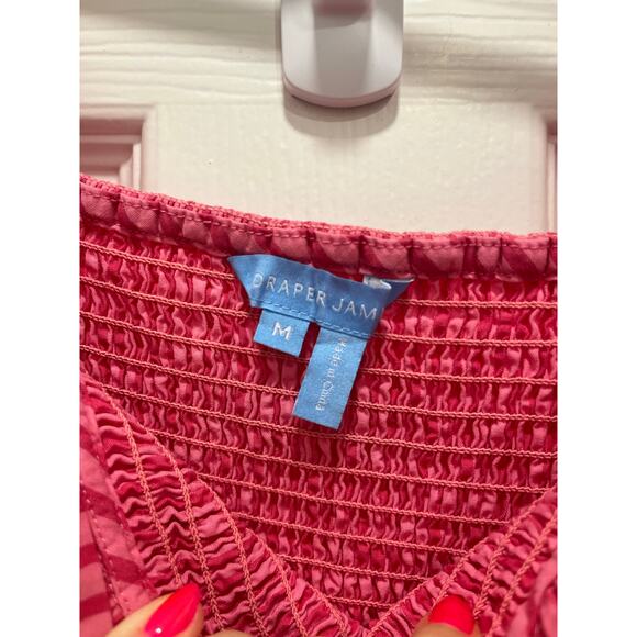 Draper James Deana Smocked Stripe Poplin Midi Dress Medium Pink Modest Milkmaid - Picture 8 of 13